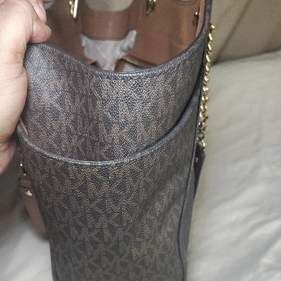 Michael Kors Dark Brown Tote with Gold Accents - Picture 9 of 12